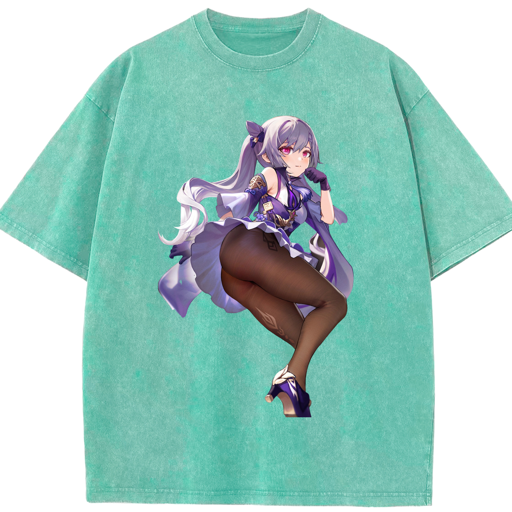 げんし神 刻晴 こくせい genshin Kokusei 綿100% ヴィンテージ風 半袖Tシャツ（フロントプリント）